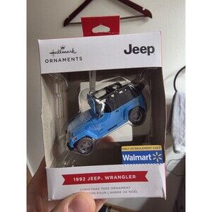 2025 RARE WALMART HALLMARK ORNAMENT - 1992 BLUE JEEP WRANGLER -NEW IN BOX!!